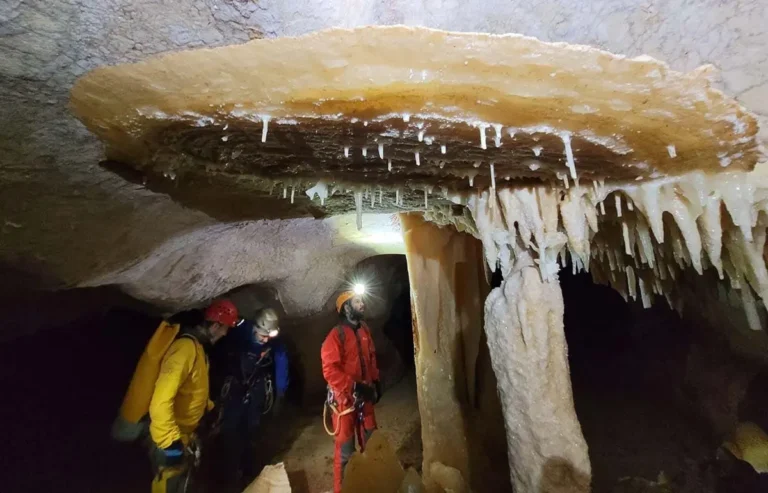 Formación de gran disco en la Cueva de las Estegamitas